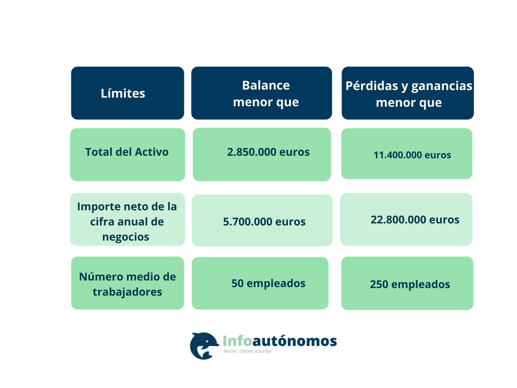 Cuadro de límites a cumplir para cuentas anuales abreviadas