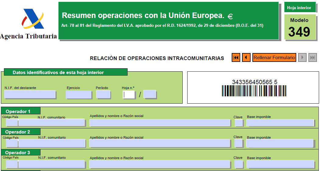 Modelo 349: Resumen de operaciones intracomunitarias