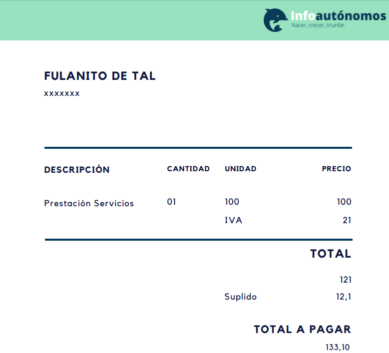 Cómo incluir un suplido en la factura de un autónomo